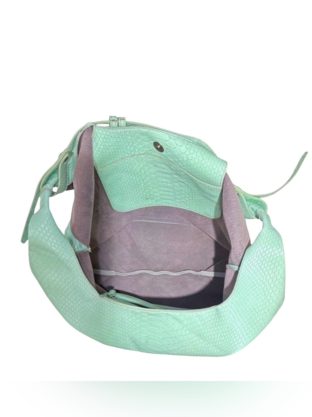 Danielle Nicole Green Faux Leather Hobo Bag | Textured Snake Embossed Shoulder - Picture 8 of 11